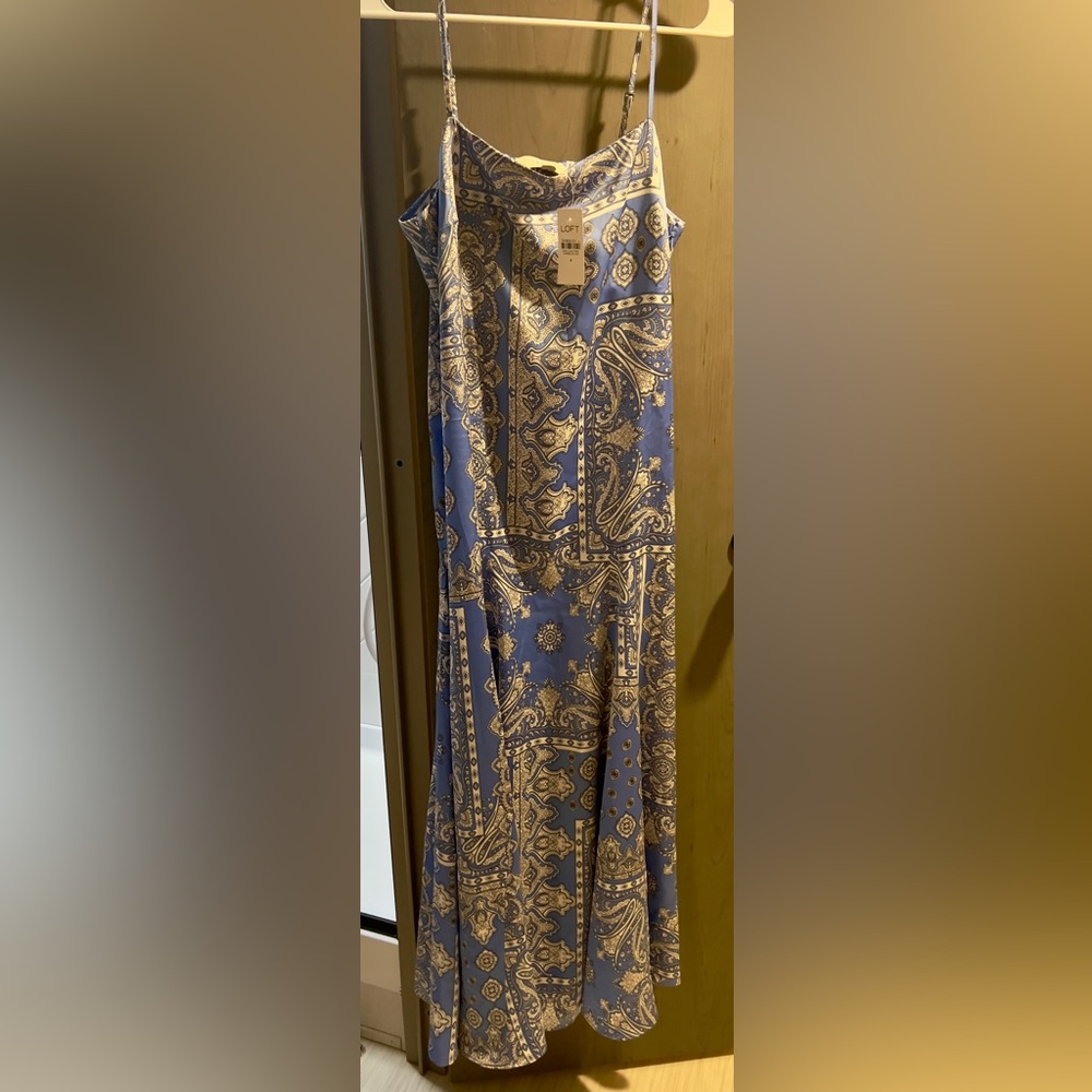 Loft, silky, long dress with tags never worn